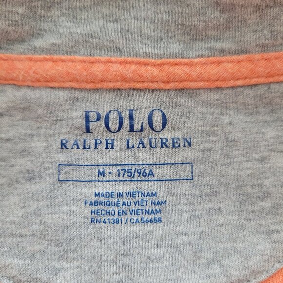 Polo Ralph Lauren Quarter-Zip Pullover Orange Blue Pony Sweatshirt Size Medium - Picture 5 of 11
